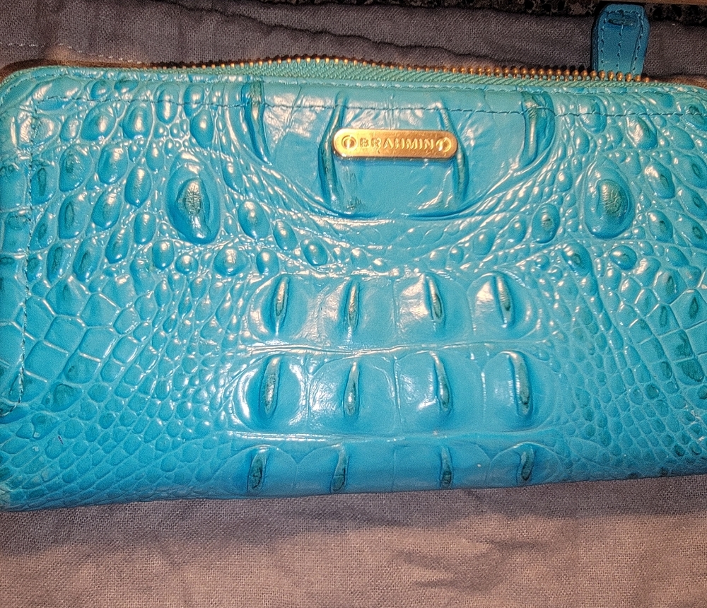 BRAHMIN MELBOURNE SURI TEAL ZIP WALLET